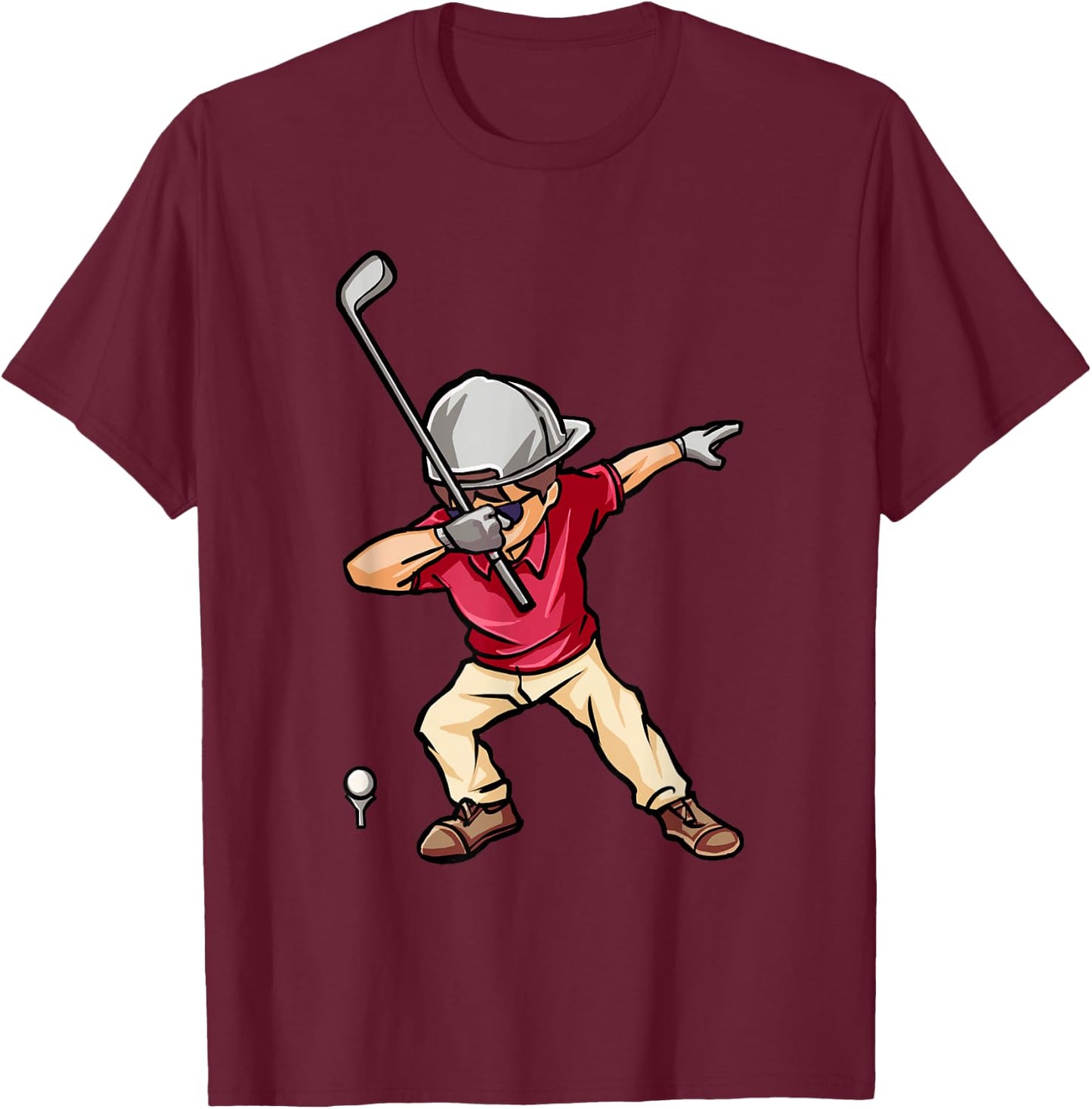 Dabbing Golf Player Golfer Golfing Funny Kids Boys Dab Dance T-Shirt - T-Shirt | Maroon