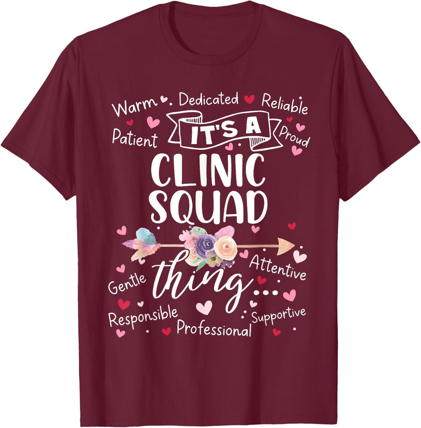 Clinic Squad School Nurse Team Crew Mother's Day Elemtary T-Shirt - T-Shirt | Maroon