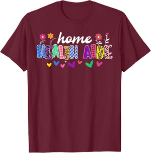 Home Health Aide Heart Leopard T-Shirt - T-Shirt | Maroon
