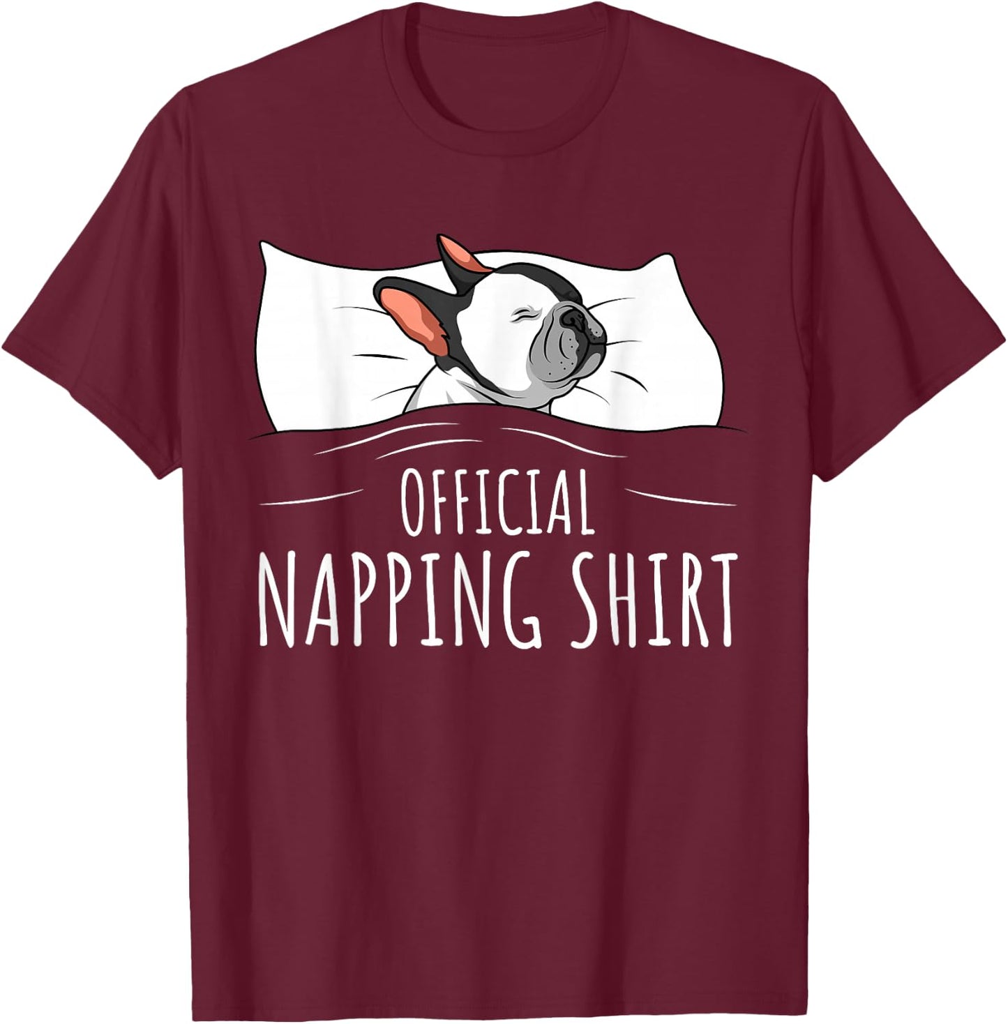 Sleeping French Bulldog Pyjamas Official Napping Women Girls Kids T-Shirt - T-Shirt | Maroon