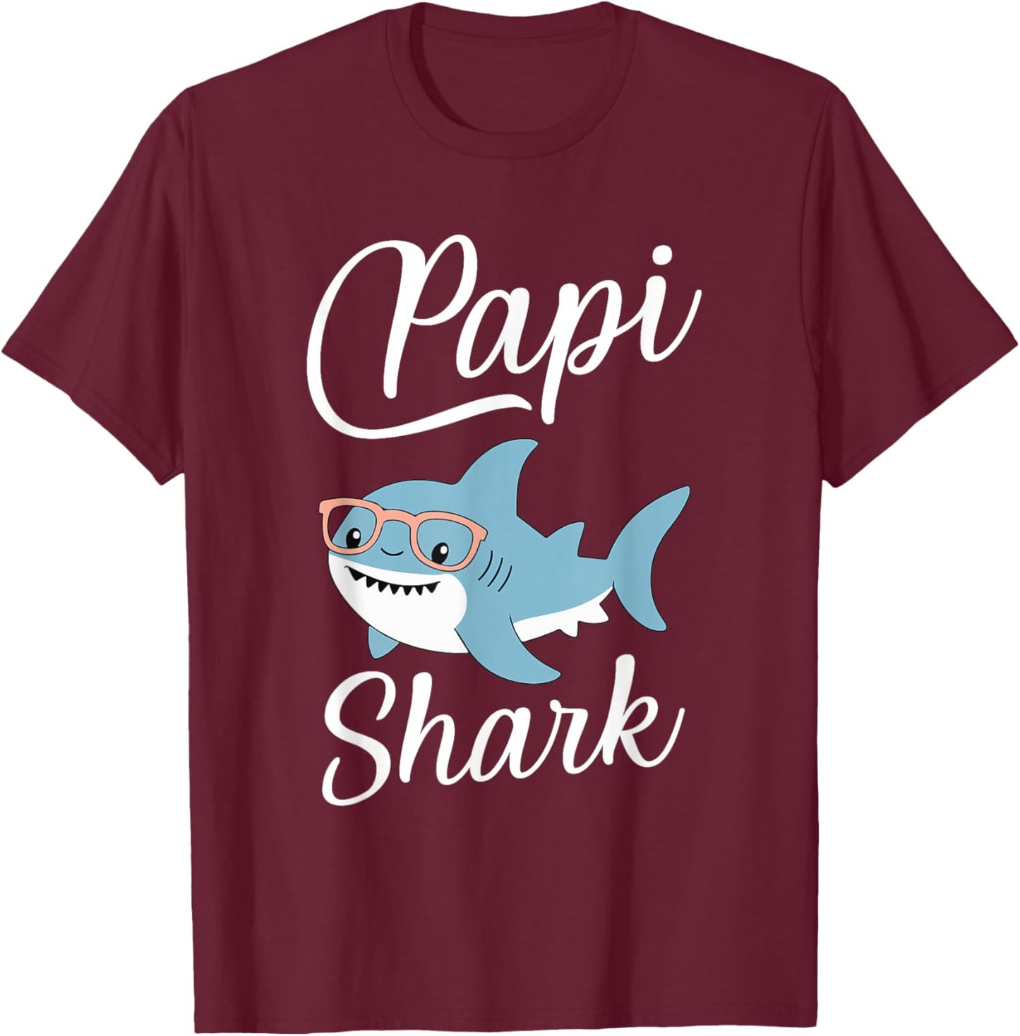 Papi Shark Funny Matching Family Grandpa T-Shirt - T-Shirt | Maroon