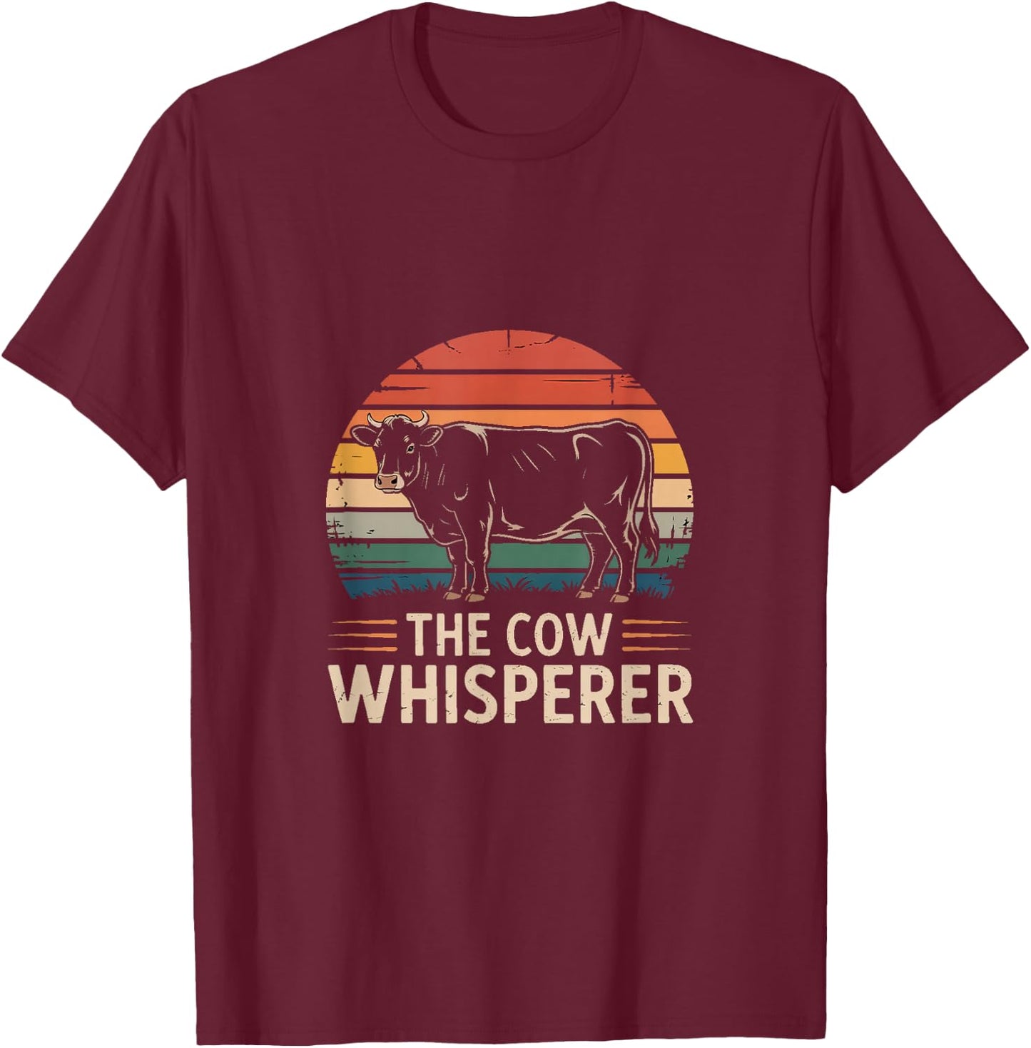 The Cow Whisperer Retro Farmer Cattle Herder T-Shirt - T-Shirt | Maroon