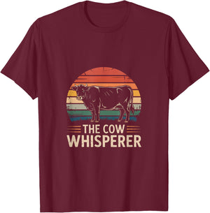 The Cow Whisperer Retro Farmer Cattle Herder T-Shirt - T-Shirt | Maroon