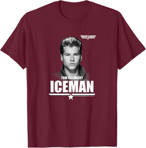 Top Gun Tom Kazansky The Iceman Portrait T-Shirt - T-Shirt | Maroon