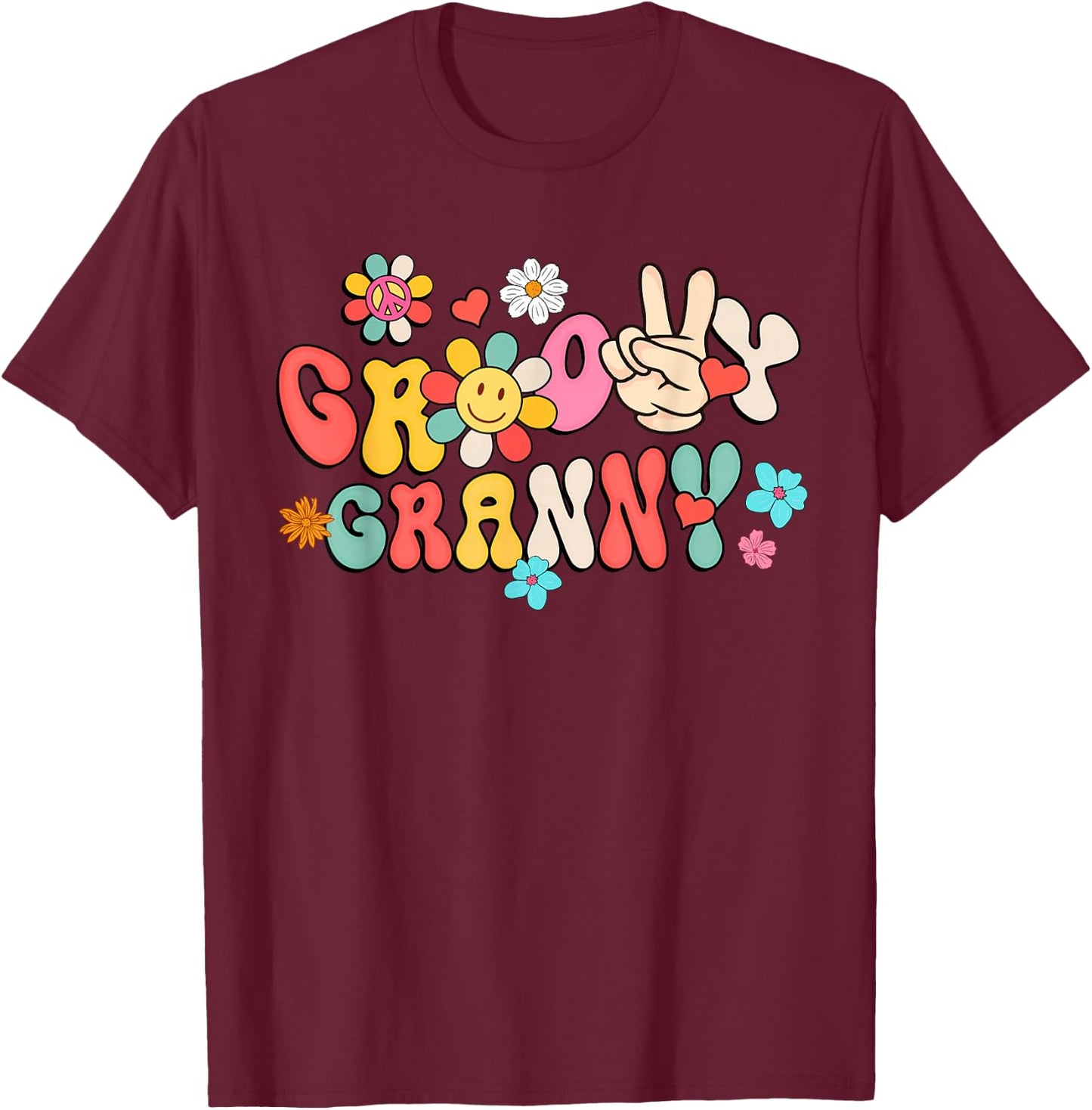 Retro Groovy Granny Family Matching Mother's Day Gifts T-Shirt - T-Shirt | Maroon