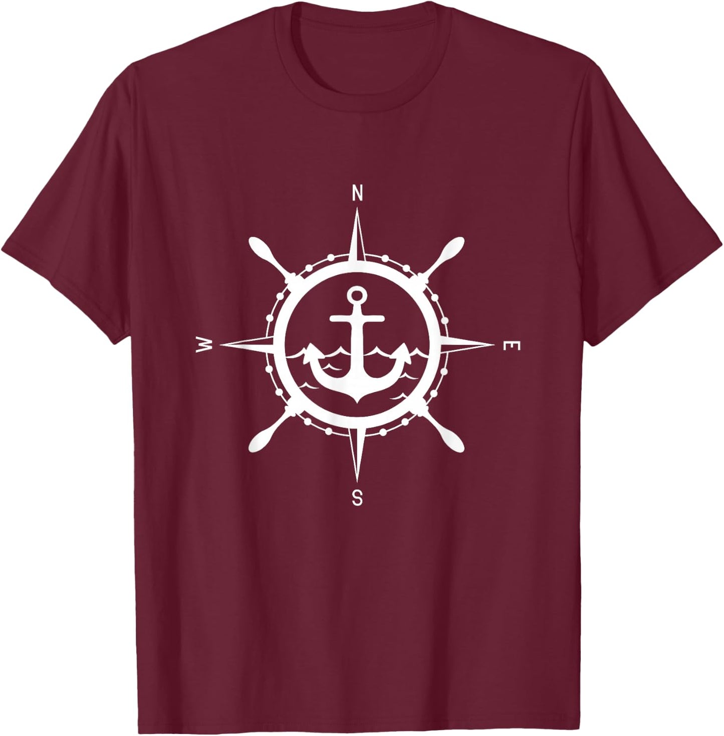 Compass Anchor Maritime Design with Compass Captain Sailor T-Shirt - T-Shirt | Maroon
