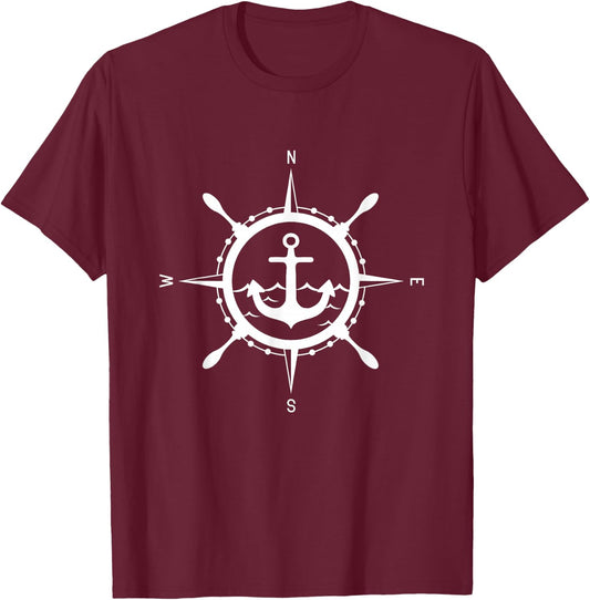 Compass Anchor Maritime Design with Compass Captain Sailor T-Shirt - T-Shirt | Maroon