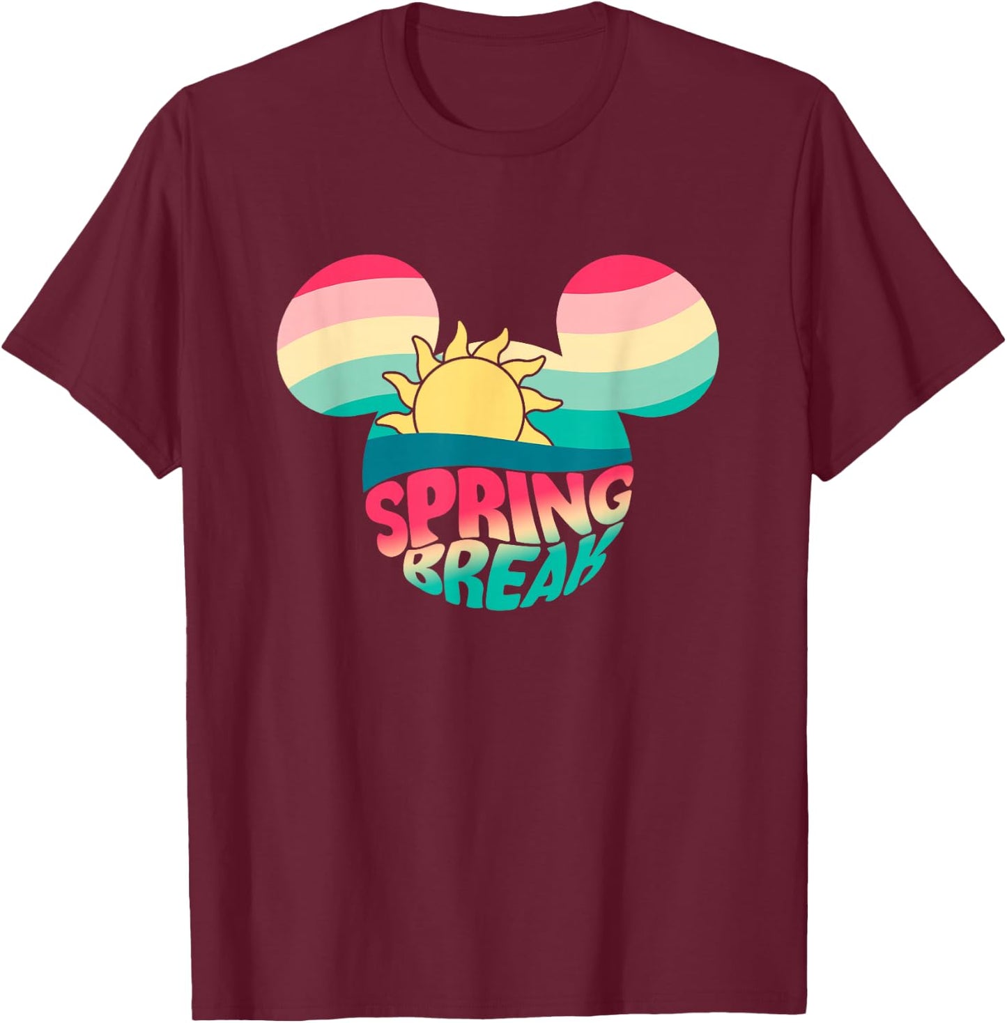 Disney Mickey And Friends Spring Break Mickey Silhouette T-Shirt - T-Shirt | Maroon