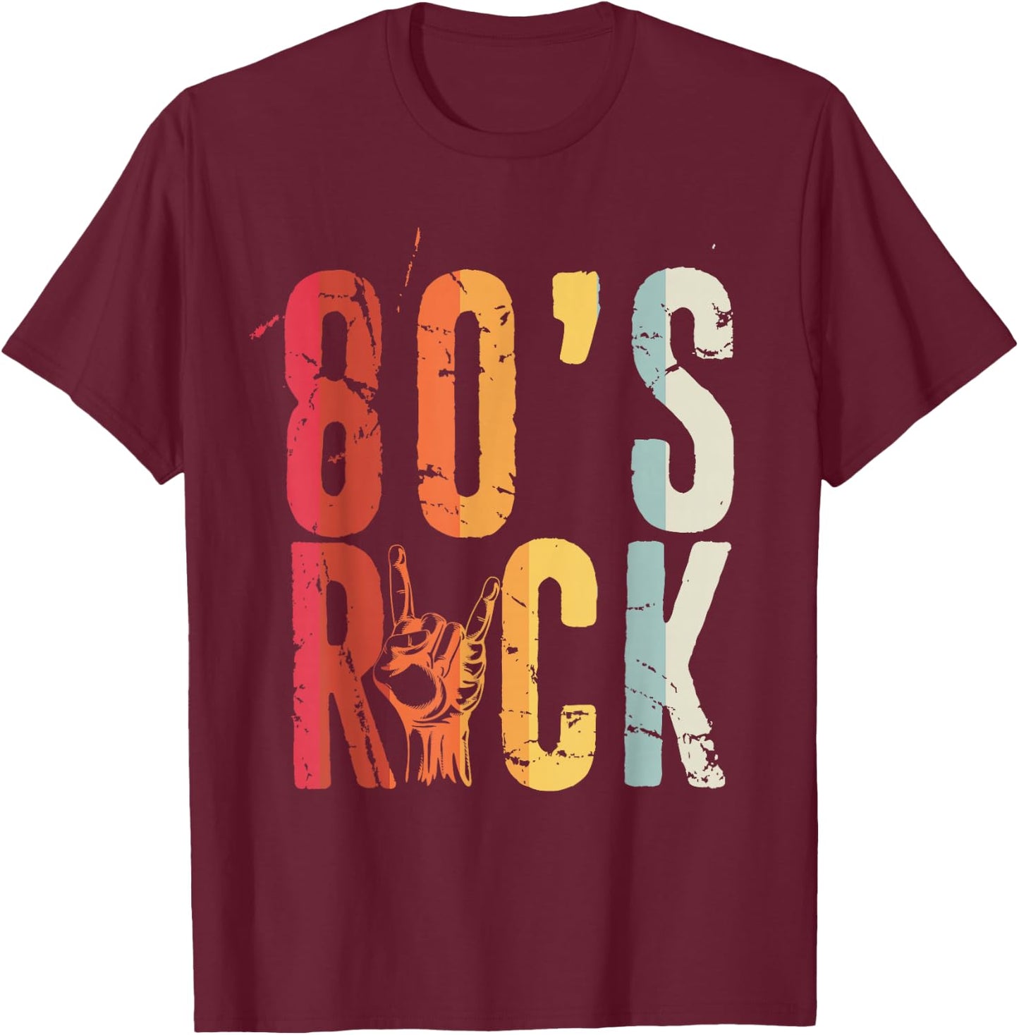 80s Rock Retro Vintage 80s Rock Fan T-Shirt - T-Shirt | Maroon