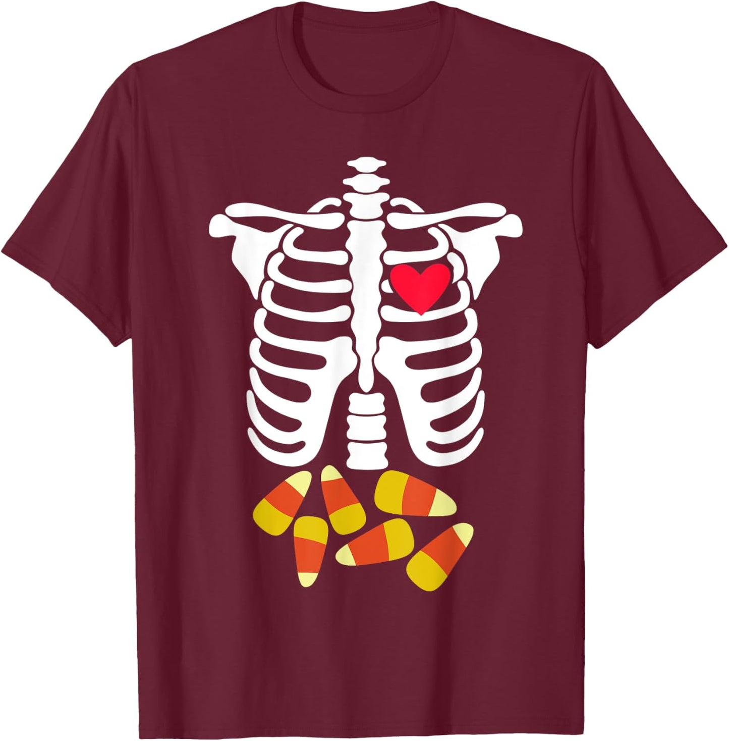 Funny Xray Halloween Costume Rib Cage Skeleton Candy Corn T-Shirt - T-Shirt | Maroon