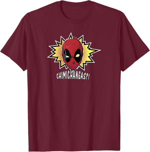 Marvel Deadpool Chimichangas Graphic Center Comic Logo T-Shirt - T-Shirt | Maroon