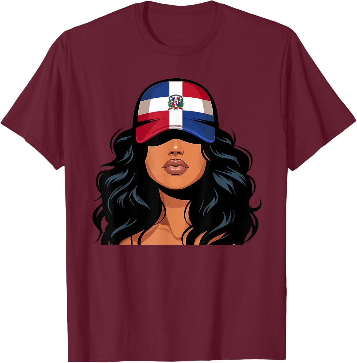 Dominican Girl Dominican Republic Flag Proud Dominicana T-Shirt - T-Shirt | Maroon