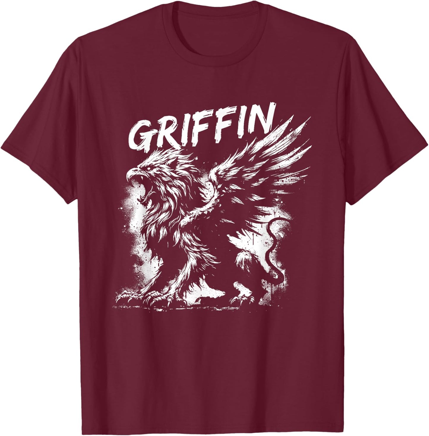 Griffin - Vintage Mythical Creature Griffin Lover T-Shirt - T-Shirt | Maroon