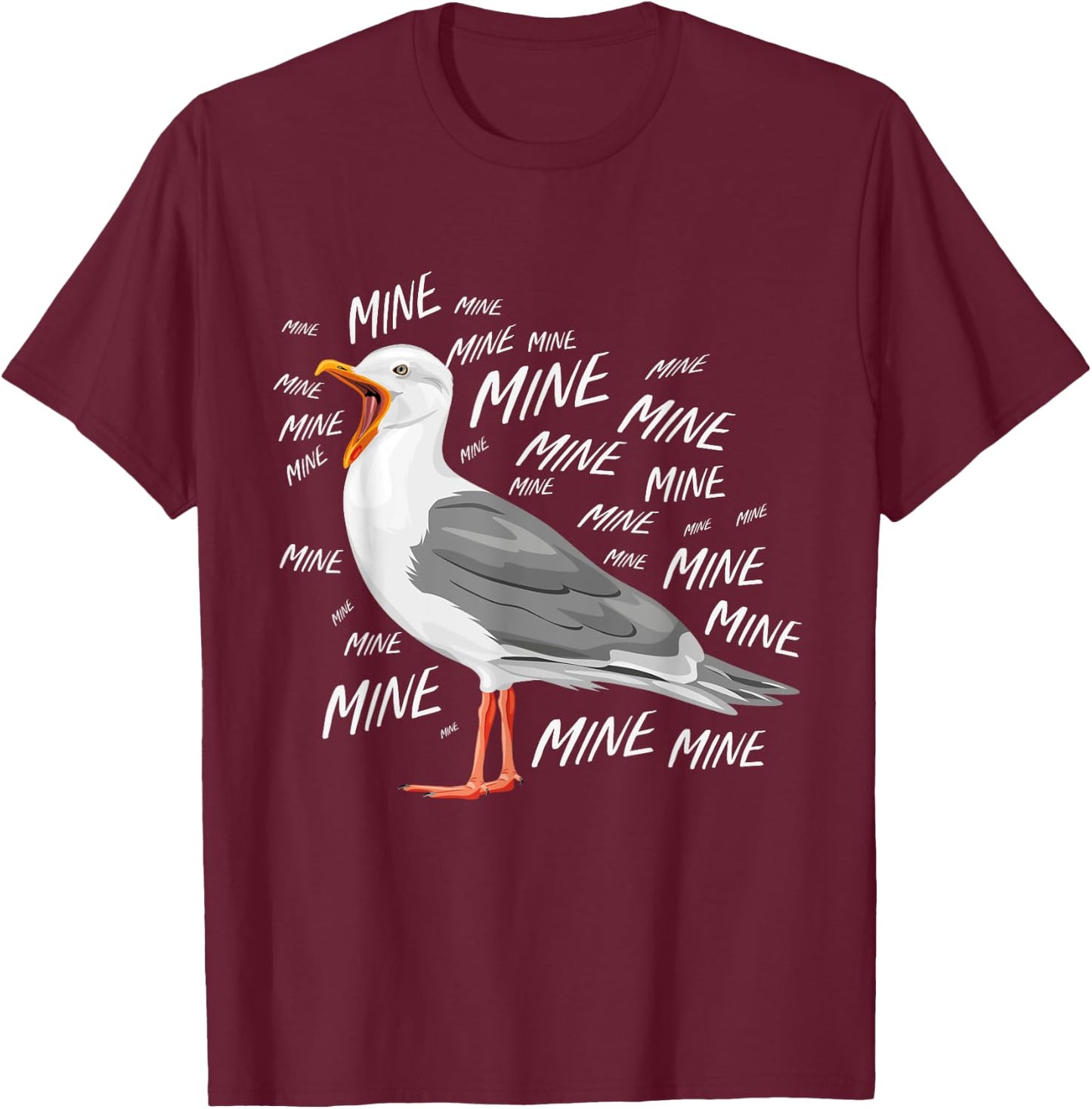 Funny Seagull Mine T-Shirt - T-Shirt | Maroon