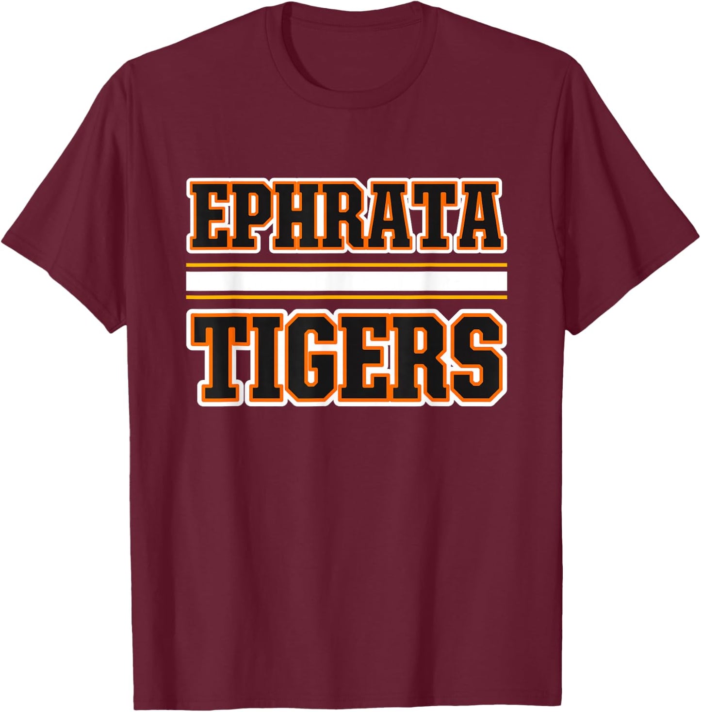 Ephrata Tigers Horizontal Stripes T-Shirt - T-Shirt | Maroon