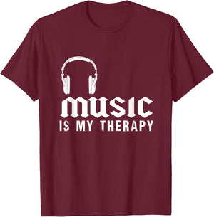 Music Is My Therapy Musician T-Shirt - T-Shirt | Maroon