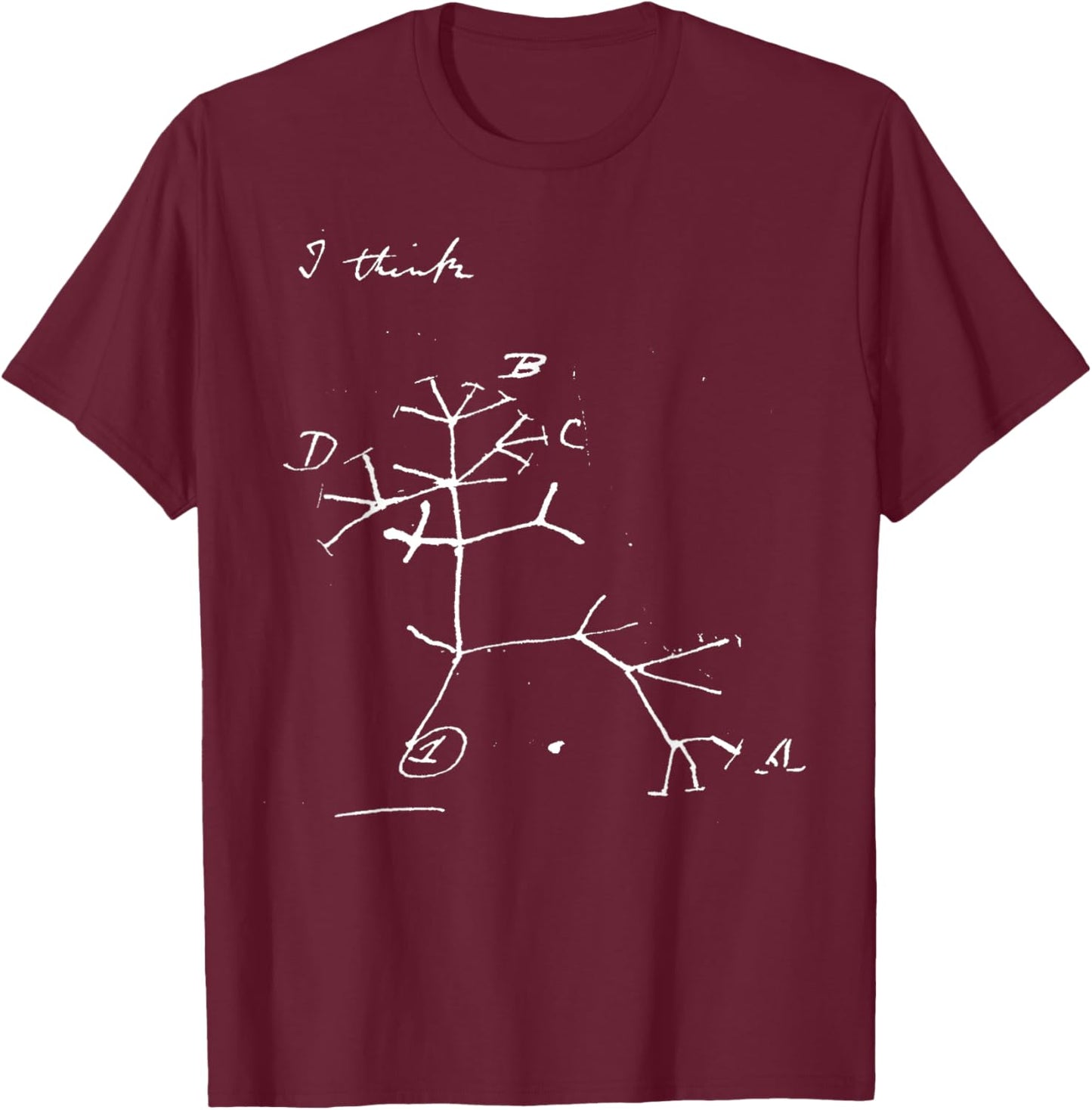 Darwin Tree of Life Evolution Science Shirt Biology Nerdy T-Shirt - T-Shirt | Maroon