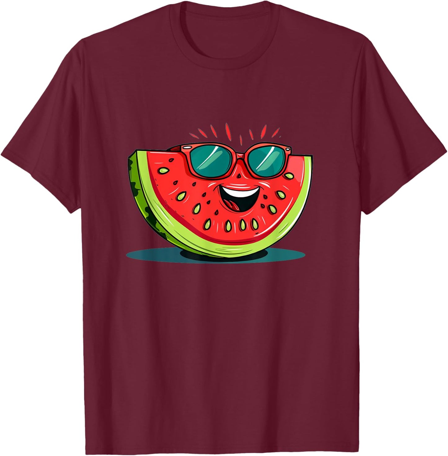 Awesome Watermelon Face with Sunglasses for Summer Fruits Women Girls Kids T-Shirt - T-Shirt | Maroon