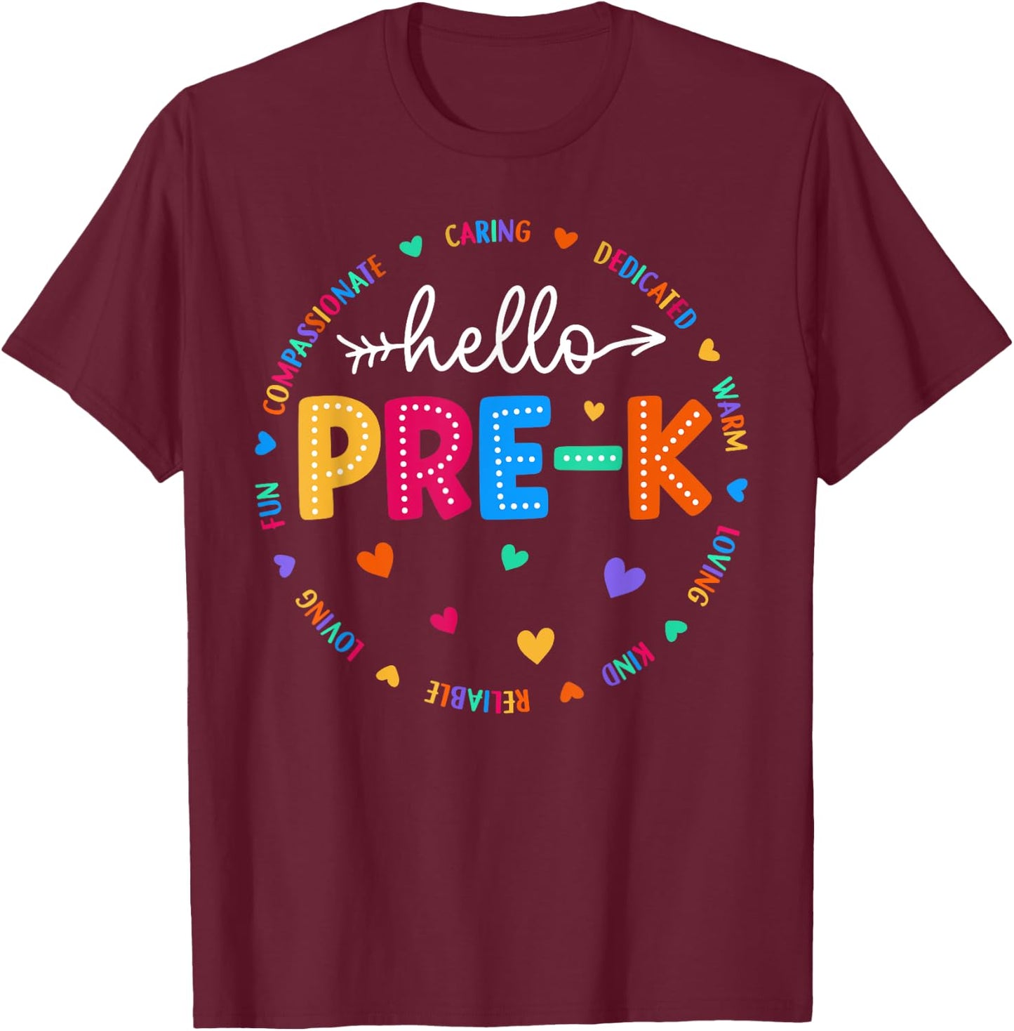 Pre-K Hello Back To School Pre-K Teacher Student First Day Women Girls Kids T-Shirt - T-Shirt | Maroon