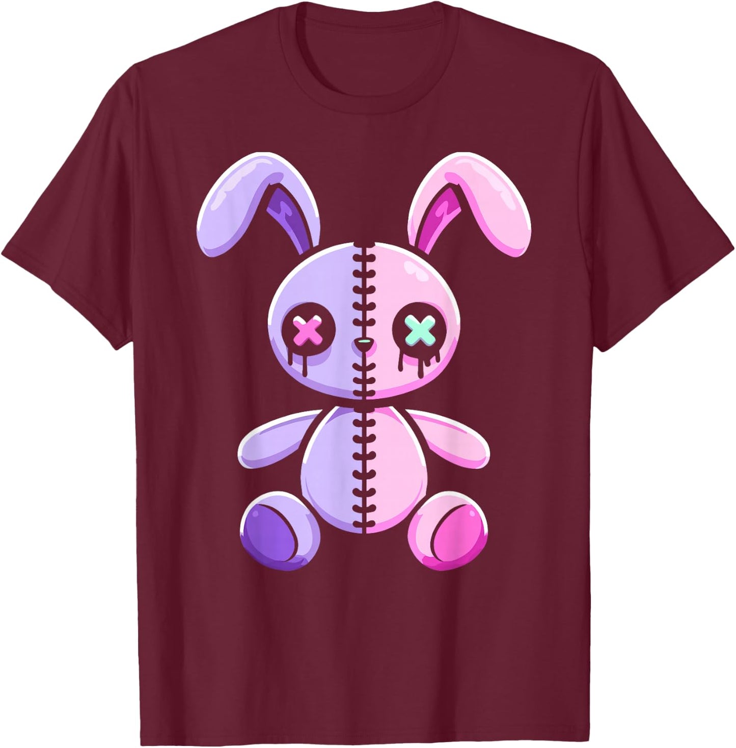 Pastel Goth Bunny Rabbit Cute Gothic Menhera Kawaii Pink Alt T-Shirt - T-Shirt | Maroon