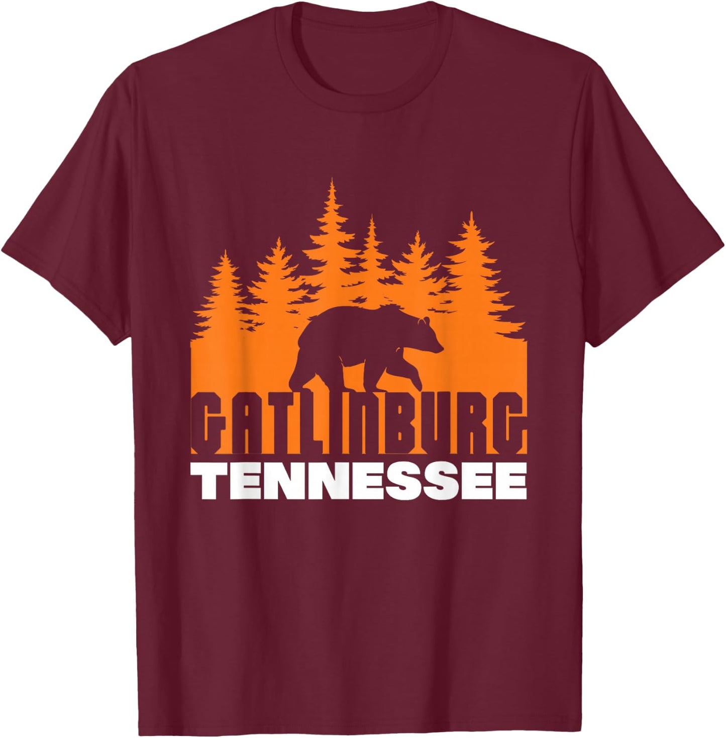 Gatlinburg Tennessee Great Smoky Mountains Bear T-Shirt - T-Shirt | Maroon