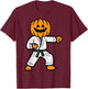 Halloween Karate Pumpkin Martial Arts Costume Men Boys Kids T-Shirt - T-Shirt | Maroon