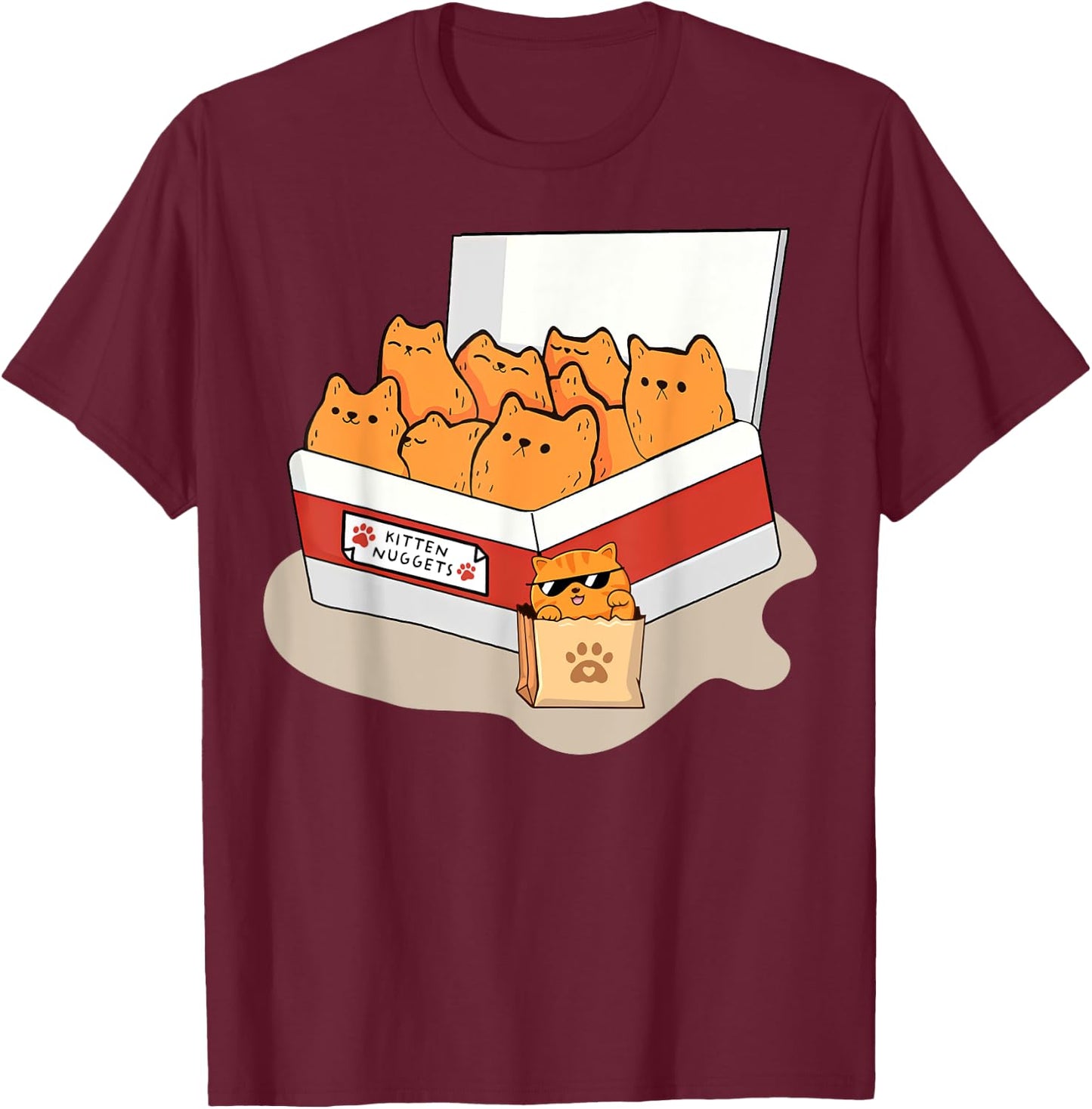 Kitten Nuggets Food Pun Gifts , Women, Kid, Cat Lover T-Shirt - T-Shirt | Maroon
