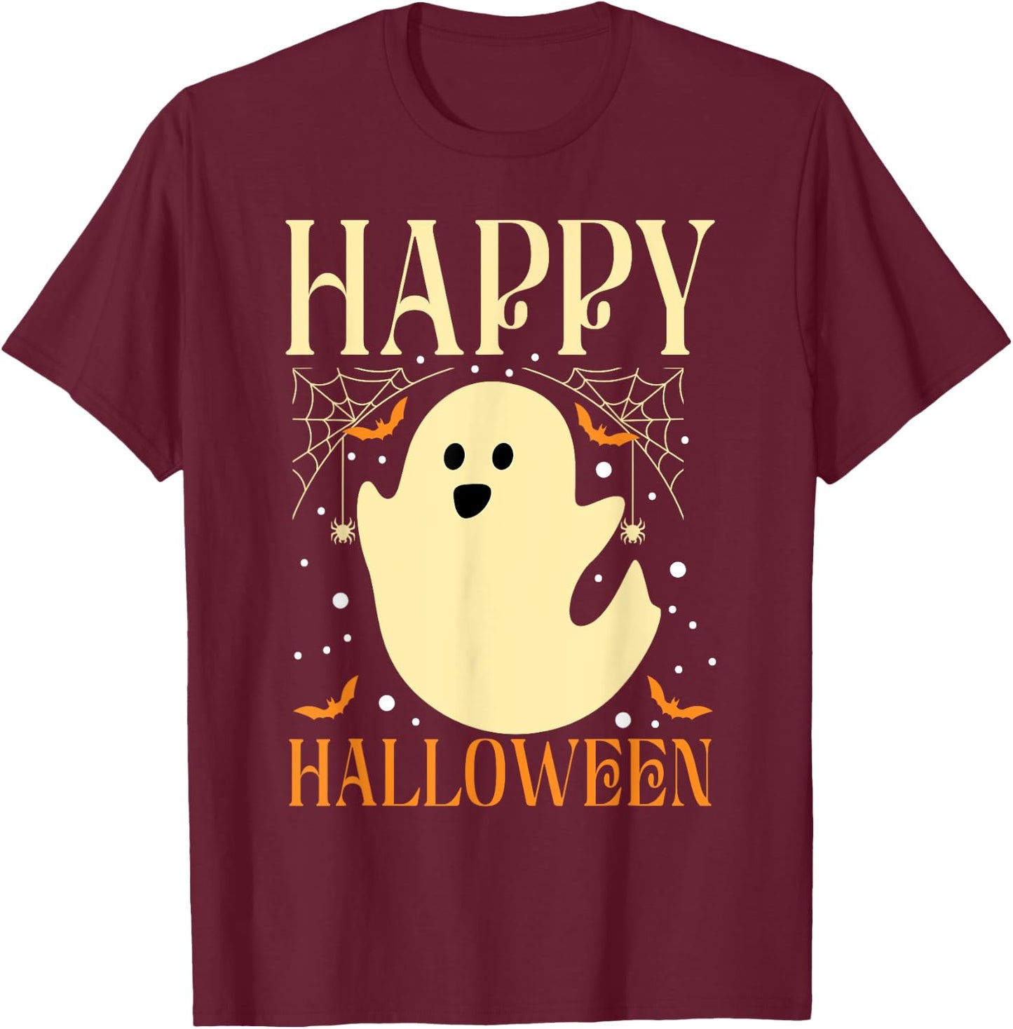 Happy Halloween Ghost Cute Spooky Boo Adults Kids T-Shirt - T-Shirt | Maroon