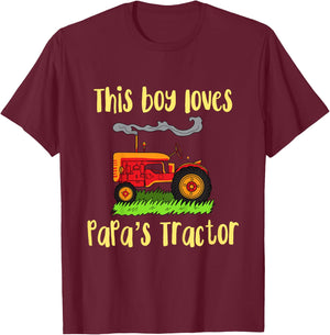 Kids Grandpas Tractor Gift- Just a boy who loves PaPa's Tractor T-Shirt - T-Shirt | Maroon