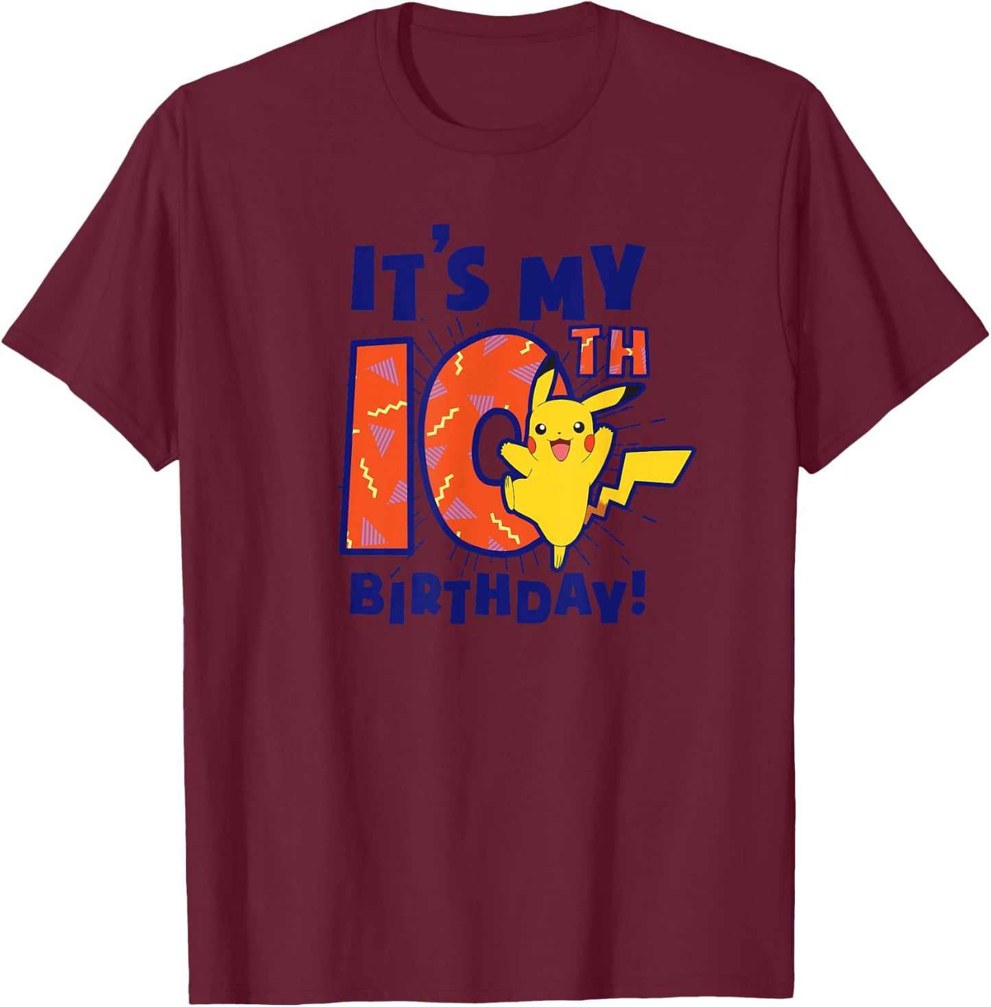 Pokémon Pikachu It's My 10th Birthday Awesome Celebration T-Shirt - T-Shirt | Maroon