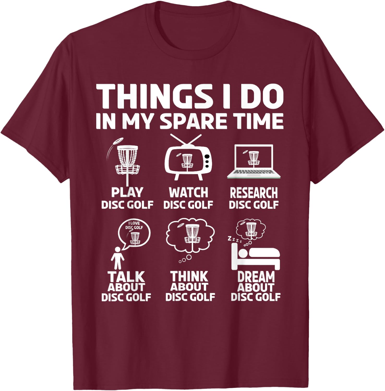 Funny disc golfing frolfing joke with disc golf tree basket T-Shirt - T-Shirt | Maroon