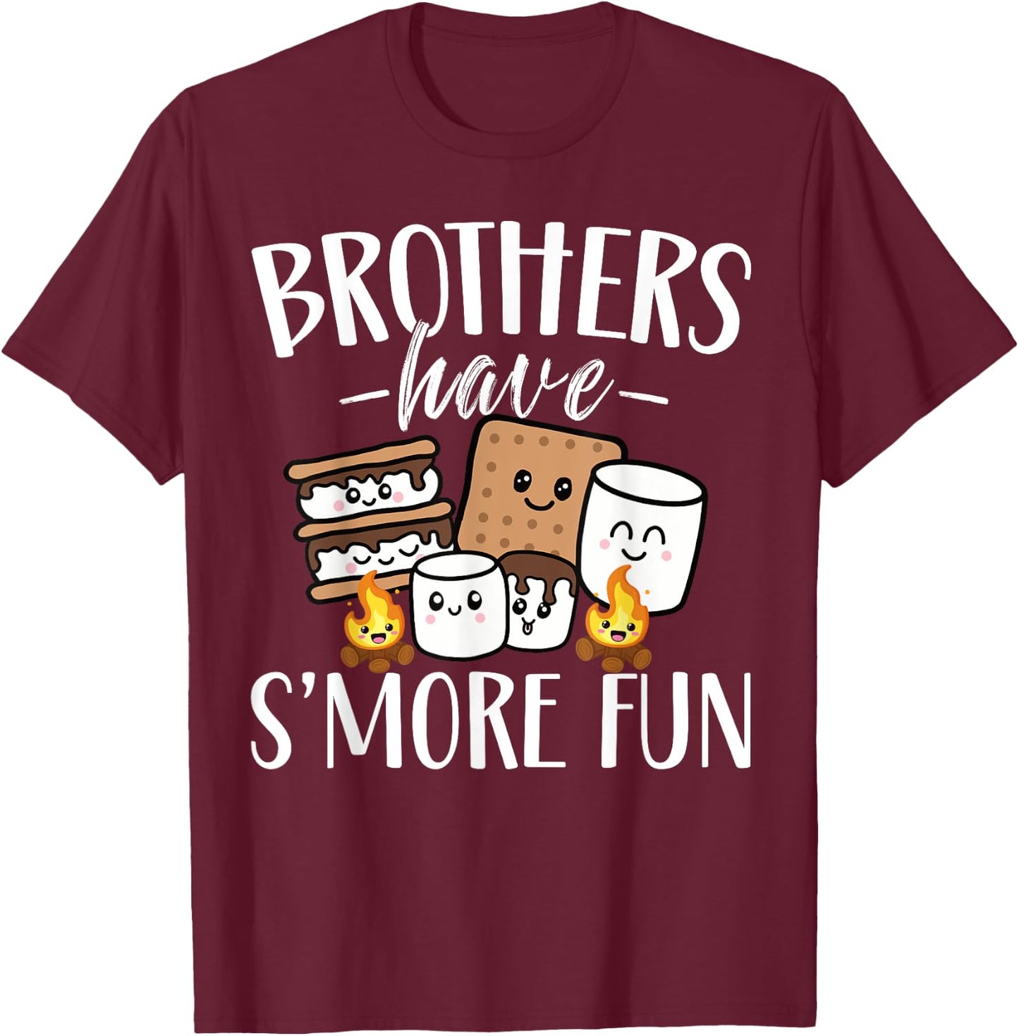 Brothers Have Smore Fun Funny Kawaii Smores Camping kids T-Shirt - T-Shirt | Maroon