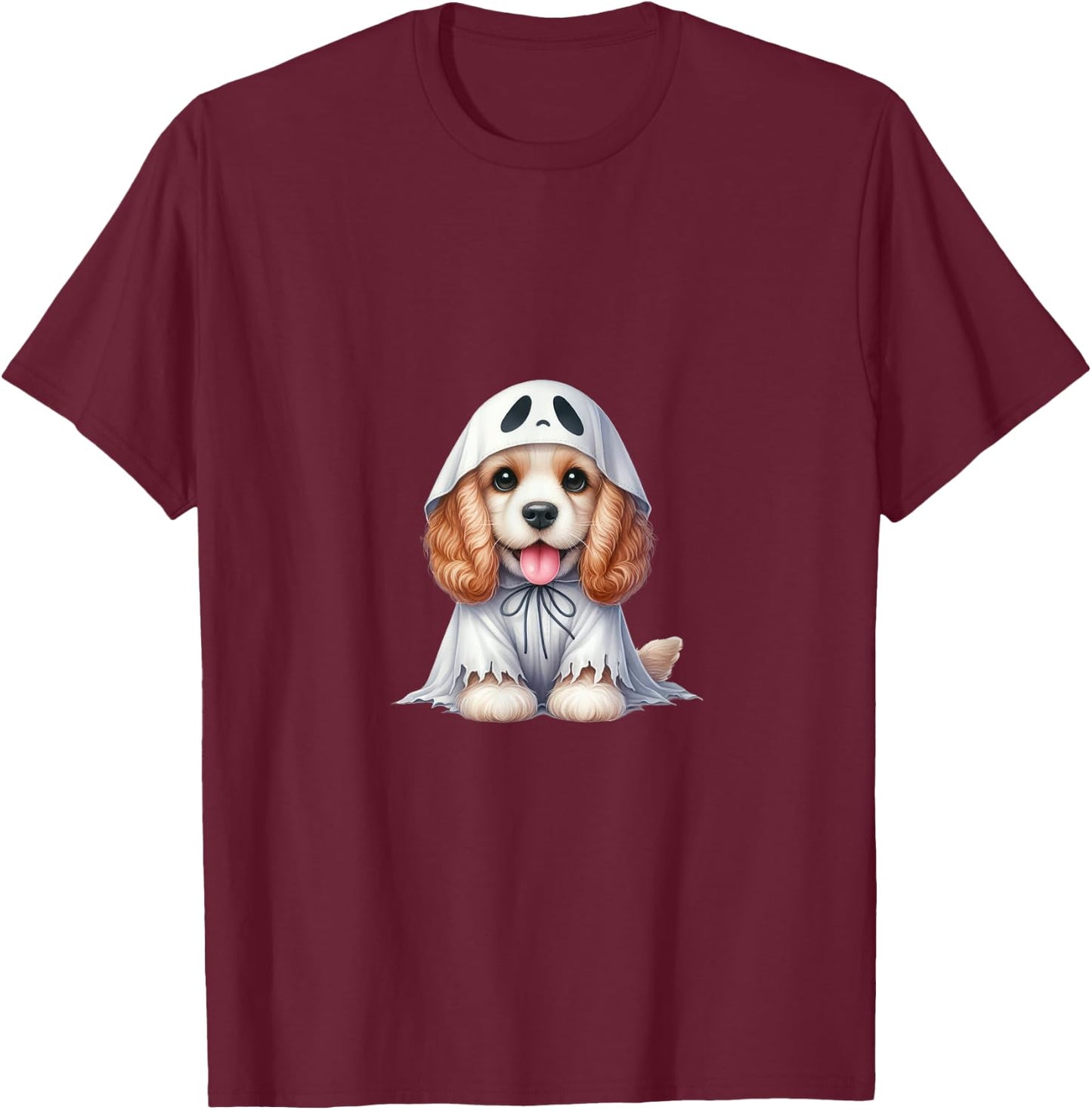 Funny Ghost American Cocker Spaniel Dog Lover Halloween T-Shirt - T-Shirt | Maroon