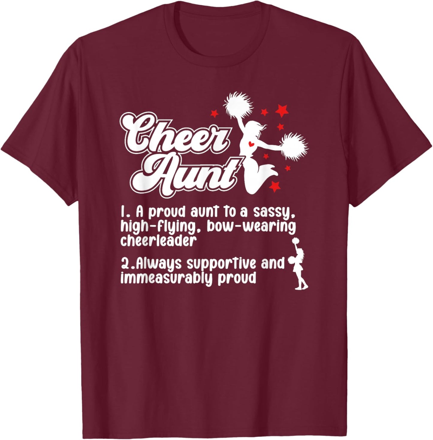 Cheer Aunt Definition Cheerleading Aunt Cheerleader Auntie T-Shirt - T-Shirt | Maroon