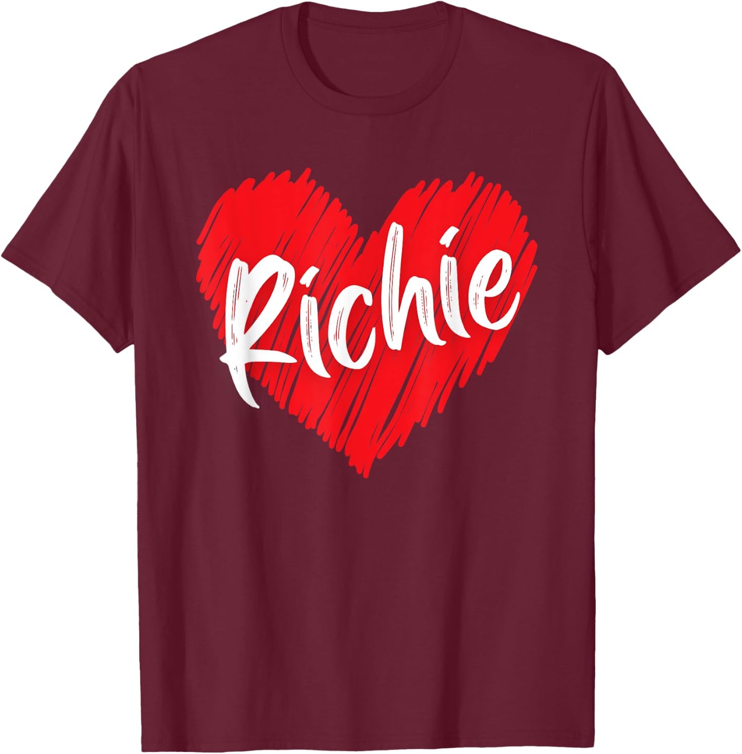 I Love Richie Heart Personalized Name Richie T-Shirt - T-Shirt | Maroon