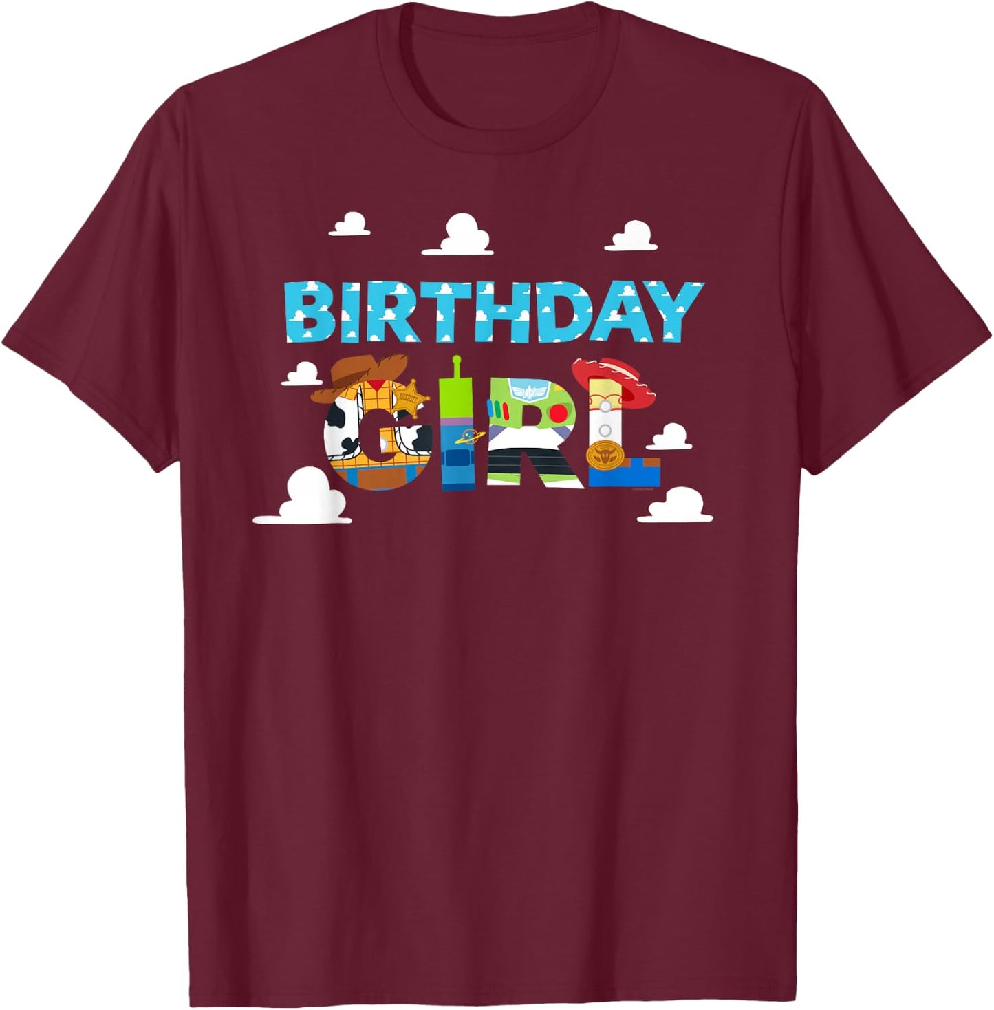 Disney and Pixar’s Toy Story Clouds Birthday Girl T-Shirt - T-Shirt | Maroon