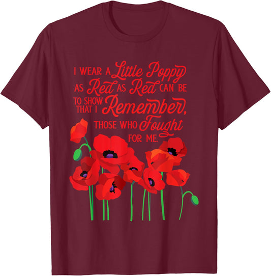 Veterans Day, Red Poppy, Poppies floral graphic T-Shirt - T-Shirt | Maroon