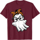 Halloween Ghost Glasses Girl Ghost Costume Eyeglass Women T-Shirt - T-Shirt | Maroon