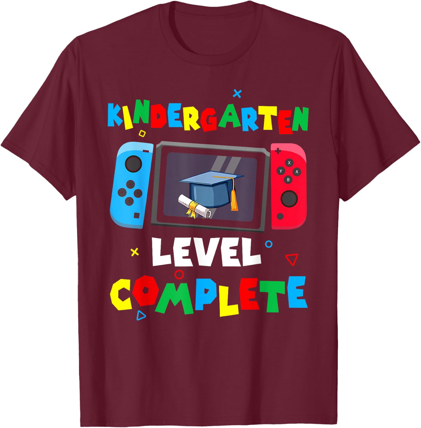 Game Controller Level Kindergarten Complete Boys Graduation T-Shirt - T-Shirt | Maroon