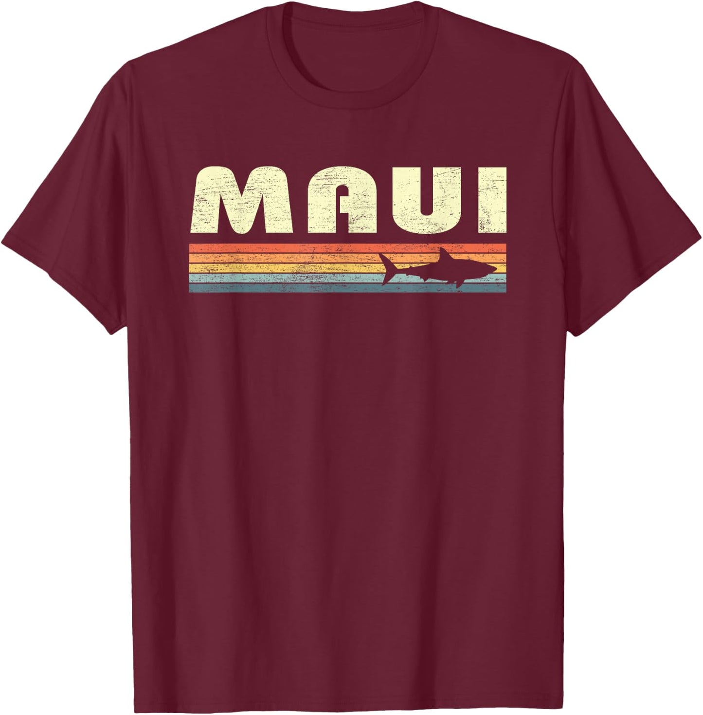 Maui Hawaii Vintage Shark Souvenir Retro Graphic Kids T-Shirt - T-Shirt | Maroon