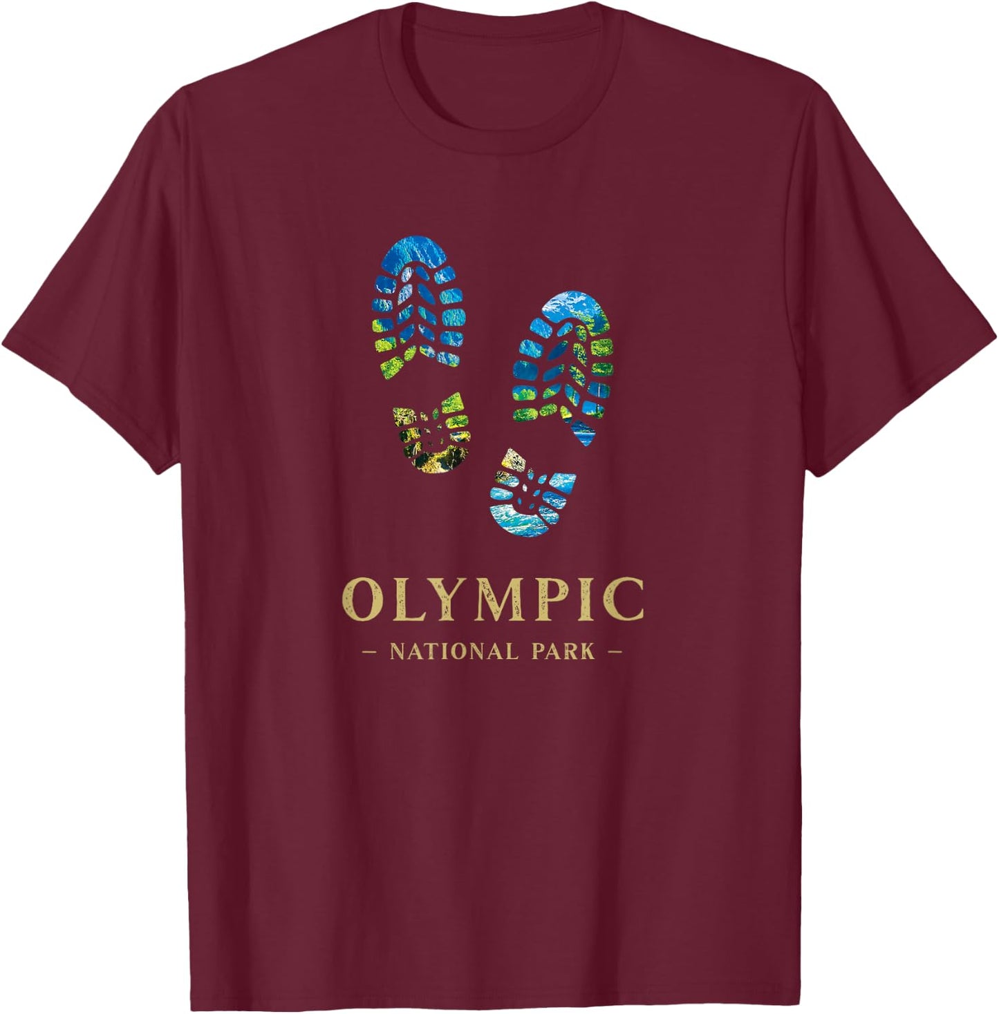 Olympic National Park USA Hike Hiking Boot Camping Souvenir T-Shirt - T-Shirt | Maroon