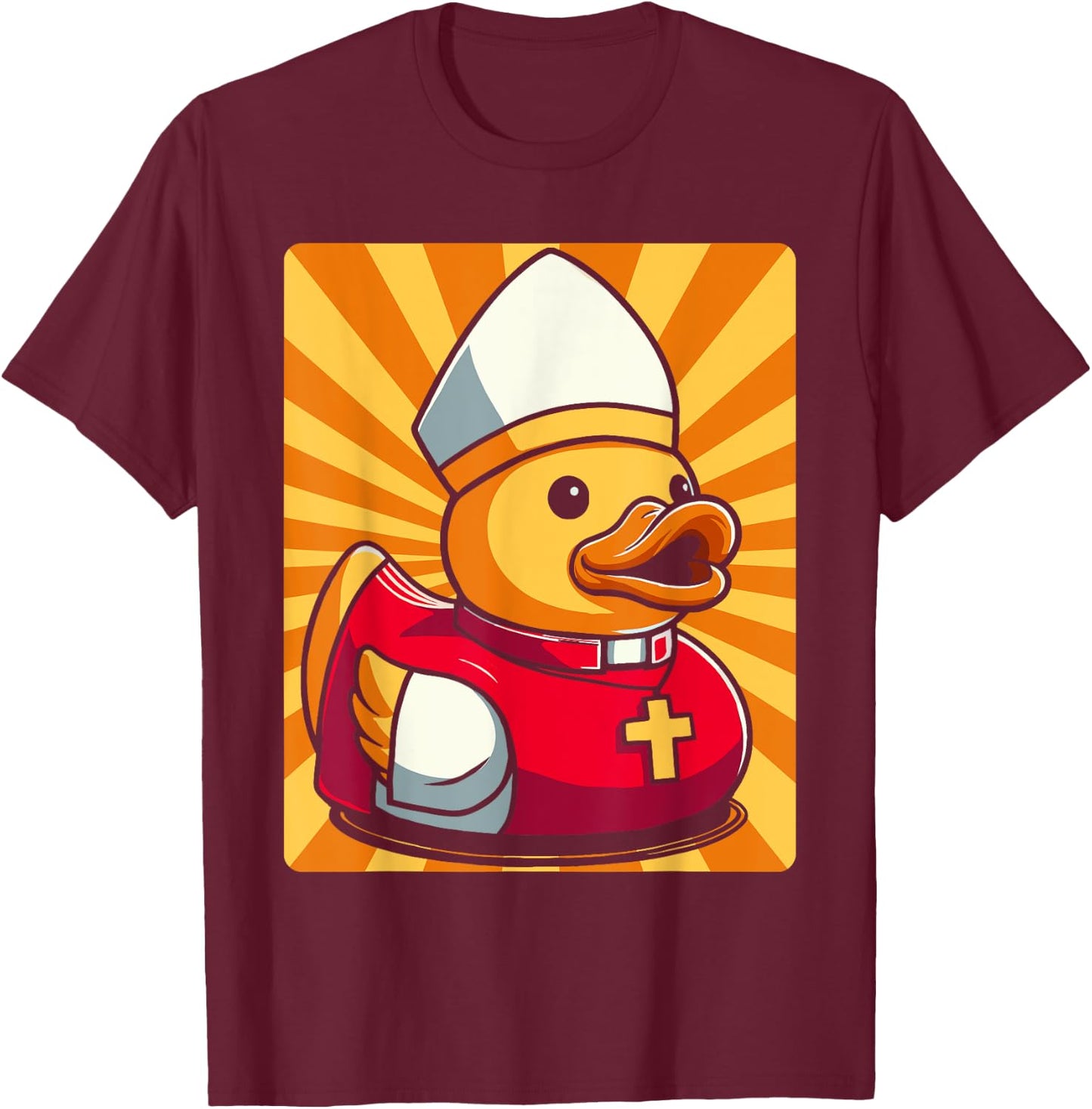 Priest Duck Bishop Duckling T-Shirt - T-Shirt | Maroon