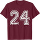 Team Jersey Uniforms Number 24 School Sports 24th Birthday T-Shirt - T-Shirt | Maroon
