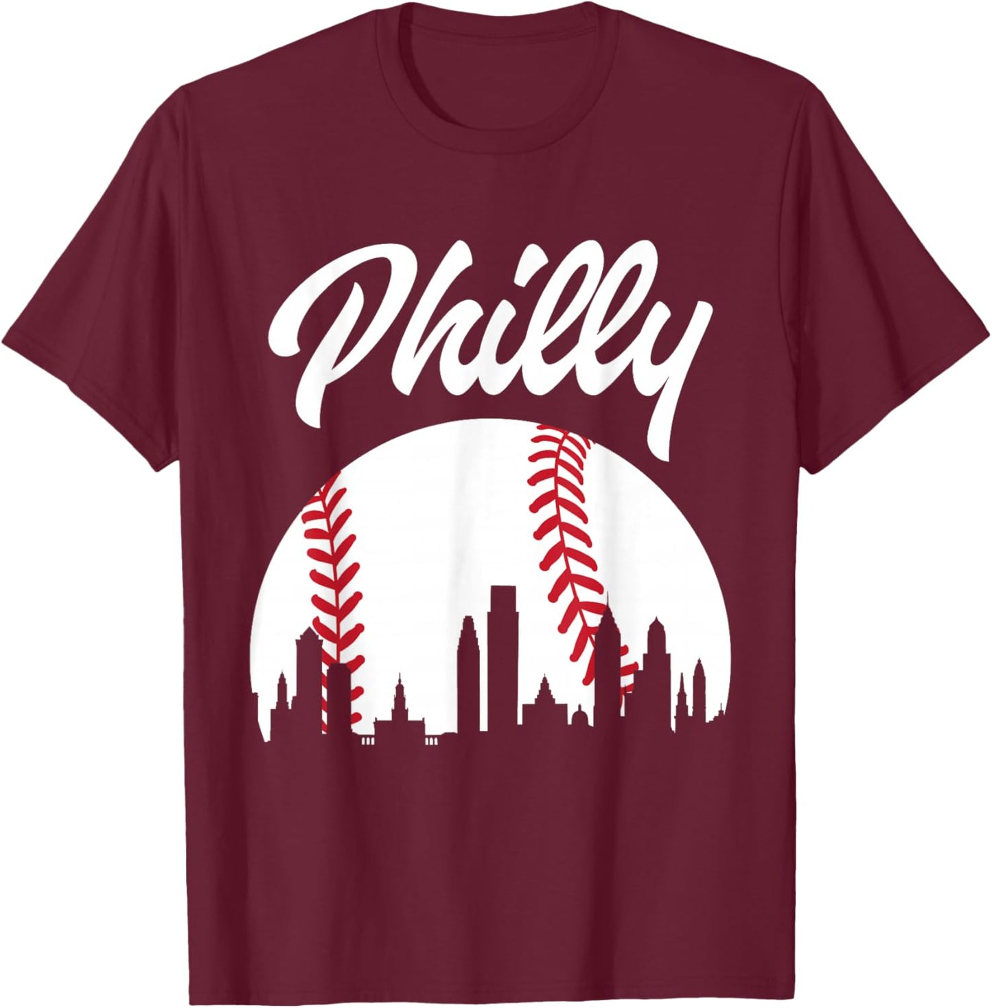 Baseball Player Philly Philadelphia City Pennsylvania Gift T-Shirt - T-Shirt | Maroon
