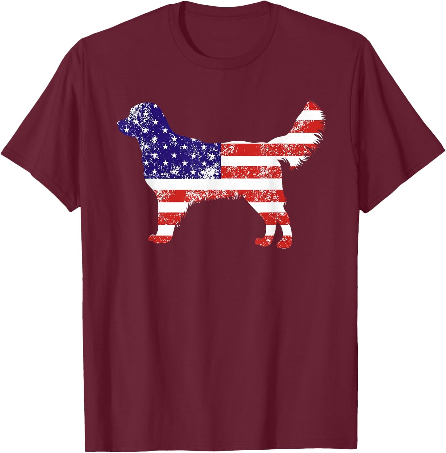 American Flag Golden Dog Retriever USA Retro 4th Of July Women Kids Men T-Shirt - T-Shirt | Maroon