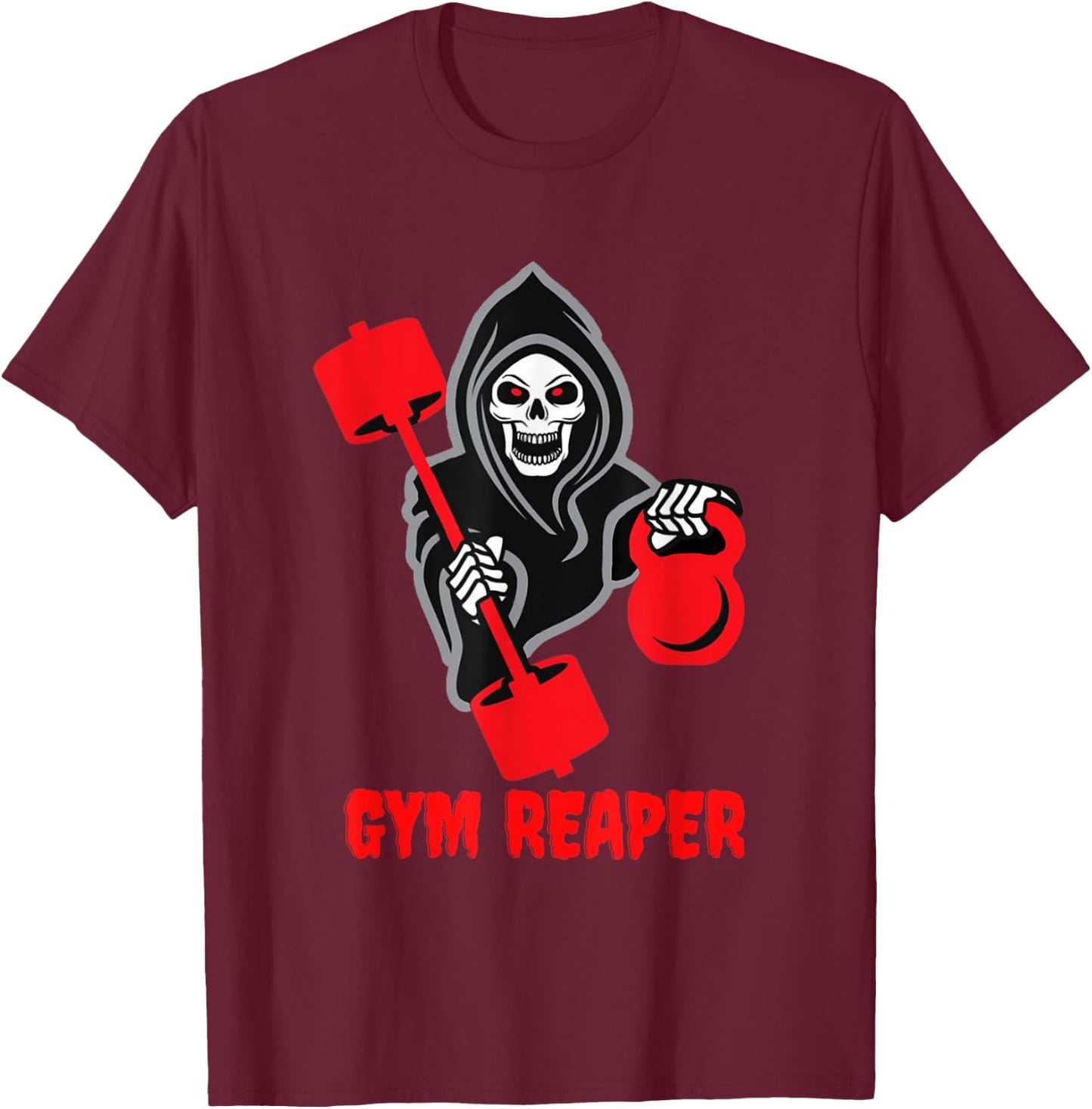 Gym Reaper Funny Halloween Workout T-Shirt - T-Shirt | Maroon