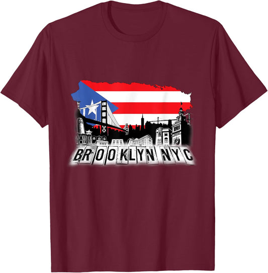 Brooklyn PUERTO RICO BROOKLYN BRIDGE T-Shirt - T-Shirt | Maroon