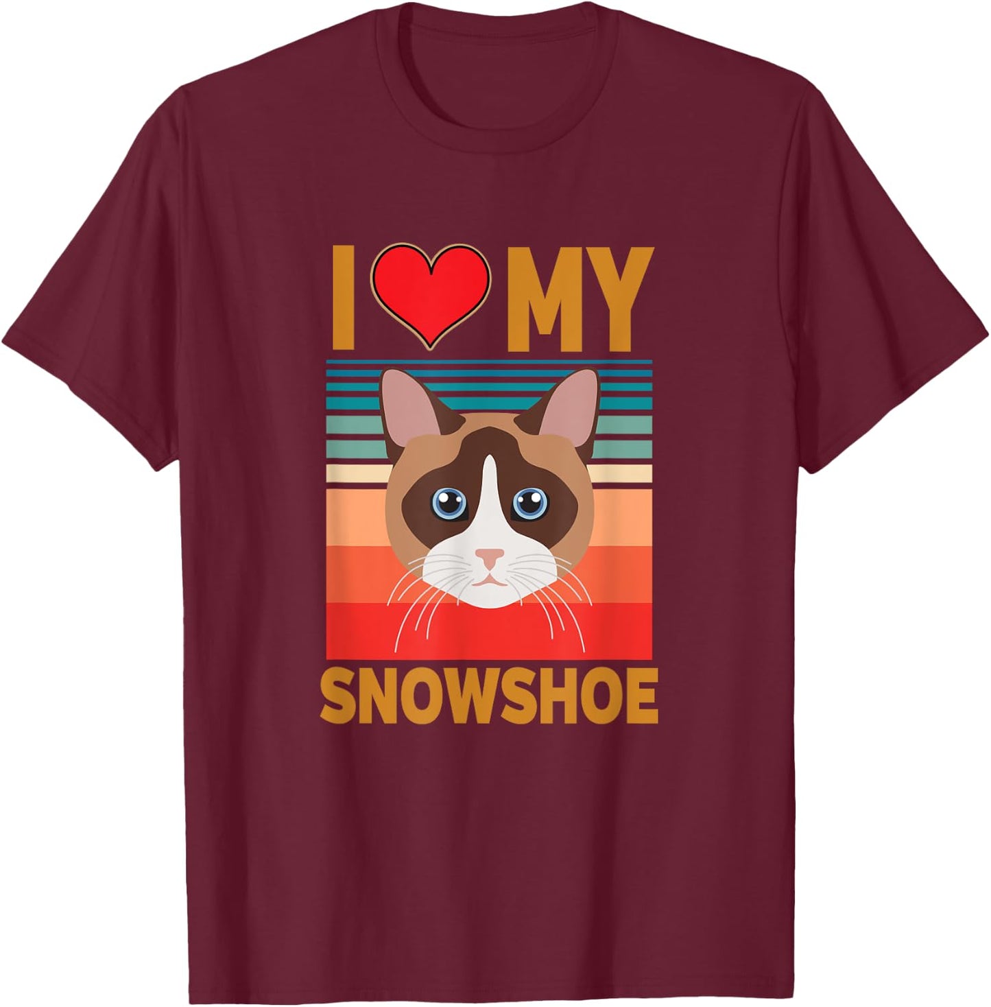 Snowshoe Siamese Cat T-Shirt - T-Shirt | Maroon