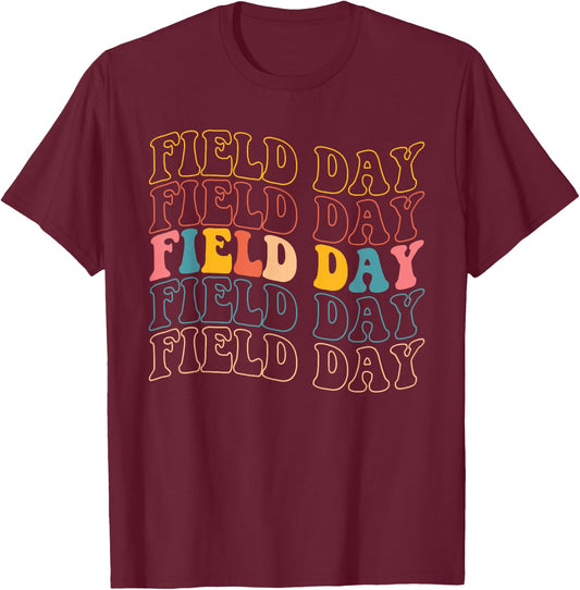 School Field Day Funny For Teacher Kids Happy Field Day 2025 T-Shirt - T-Shirt | Maroon