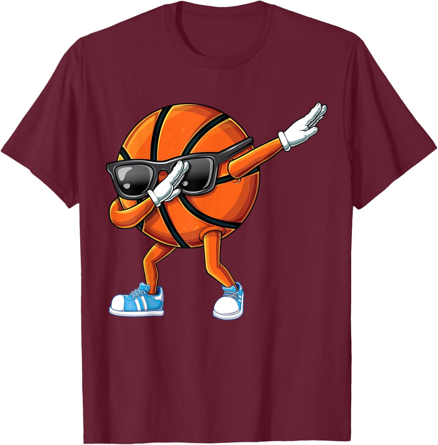 3fie Dabbing Basketball Sunglasses Ball Graphic Funny Dab T-Shirt - T-Shirt | Maroon